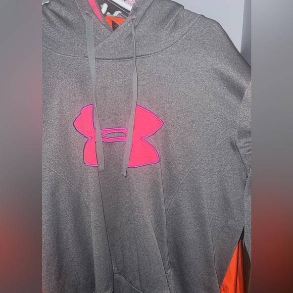 Under Armour Charcoal Hoodie with Neon Pink Emblem - Picture 1 of 1